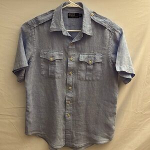 Polo Ralph Lauren Baby blue linen shirt sleeve shirt size large